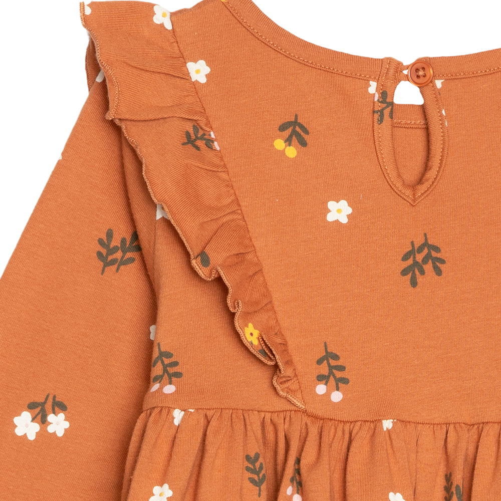 rise little earthling Ruffle Knit Dress BGFDR12 - Rose Nutmeg / 0-3m - Image 3