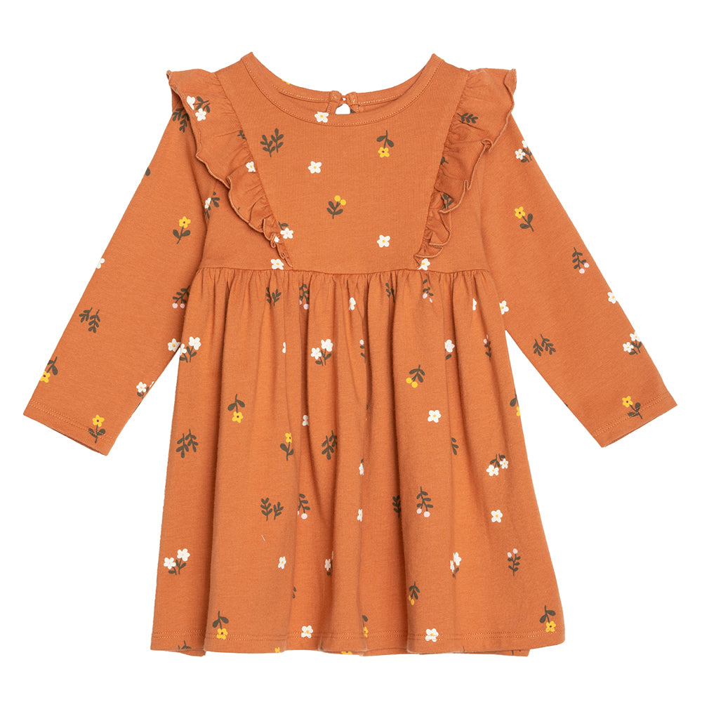 rise little earthling Ruffle Knit Dress BGFDR12 - Rose Nutmeg / 0-3m