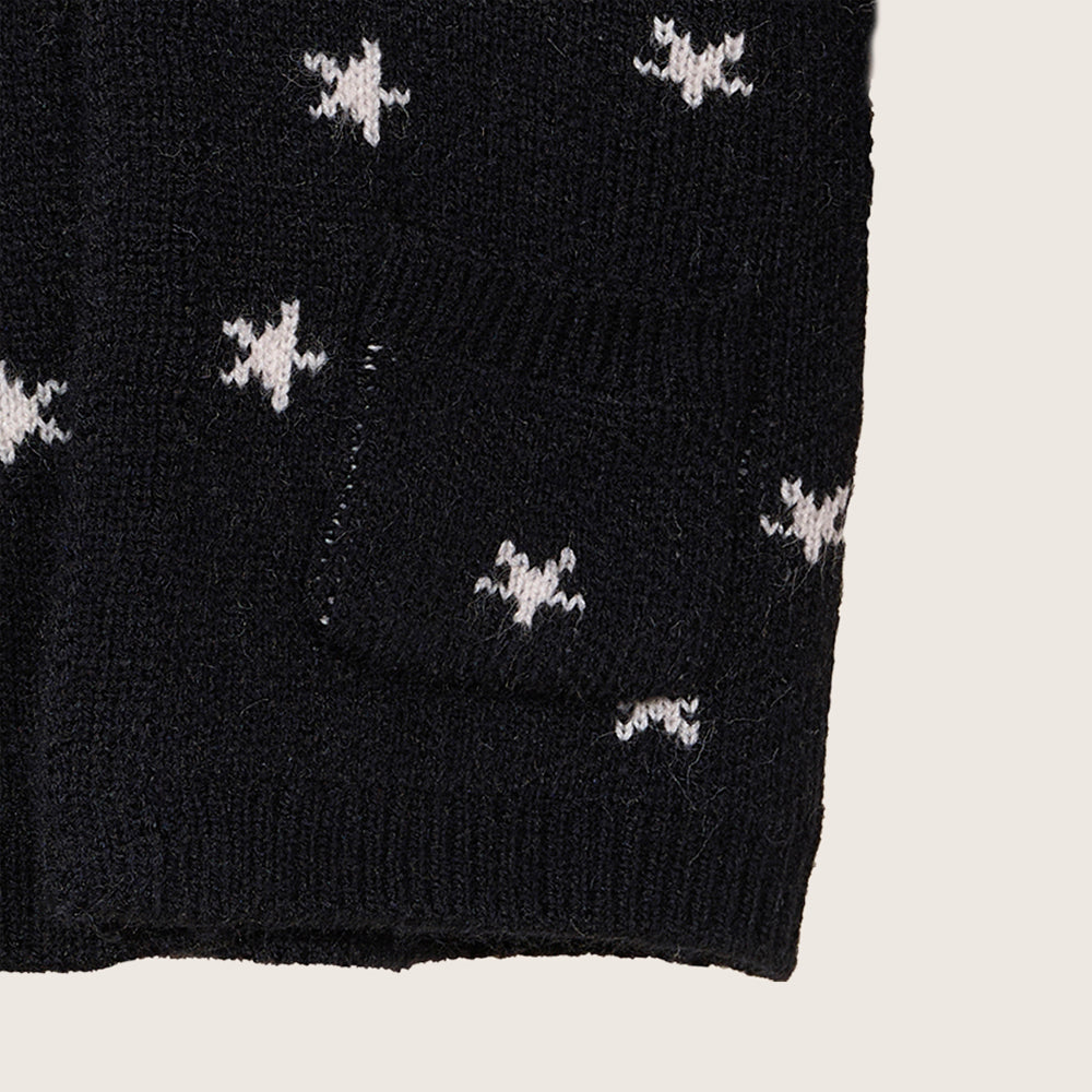 rise little earthling Hooded Jacquard Cardigan BBHSW03 - Anthracite Stars / 6-9m - Image 2