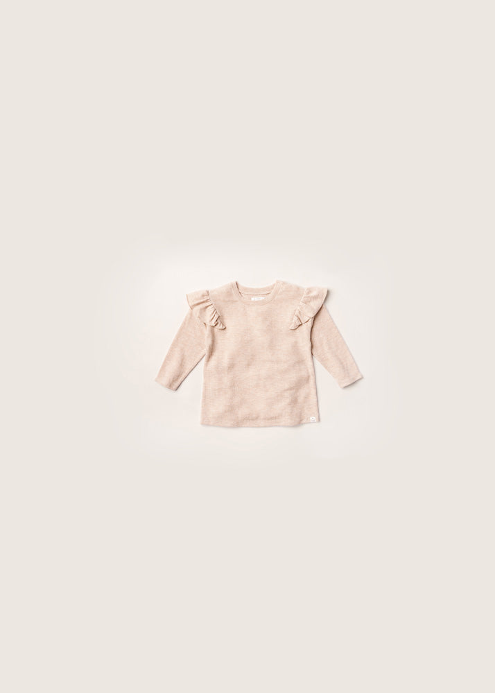 Rise Little Earthling Soft Ruffle Tee Oatmeal - Oatmeal / 3-4y