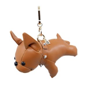 Jane The Brand Faux Leather Bulldog Bag Charm in Brown