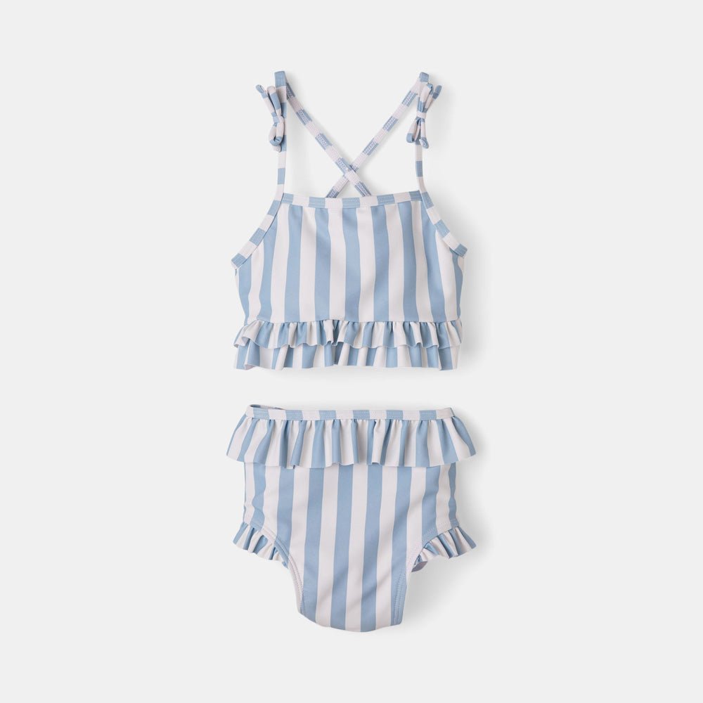 rise little earthling Ruffle Bow 2-pc Bathing Suit - Peach Gingham / 18-24m - Image 4