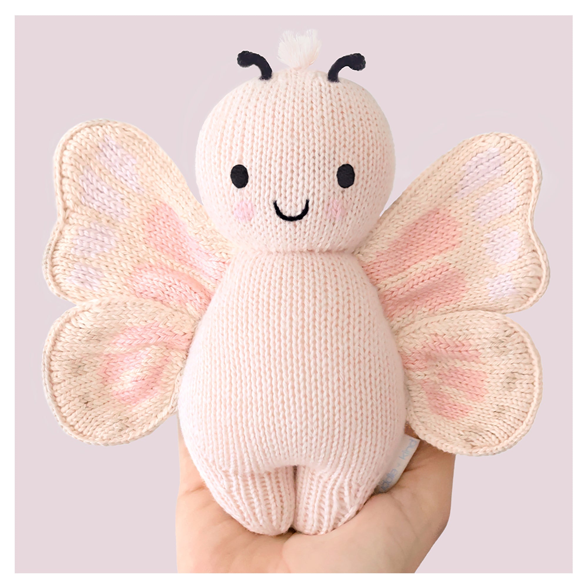 Cuddle + Kind Baby Butterfly (Petal Pink) Hand-Knit Doll - Image 3