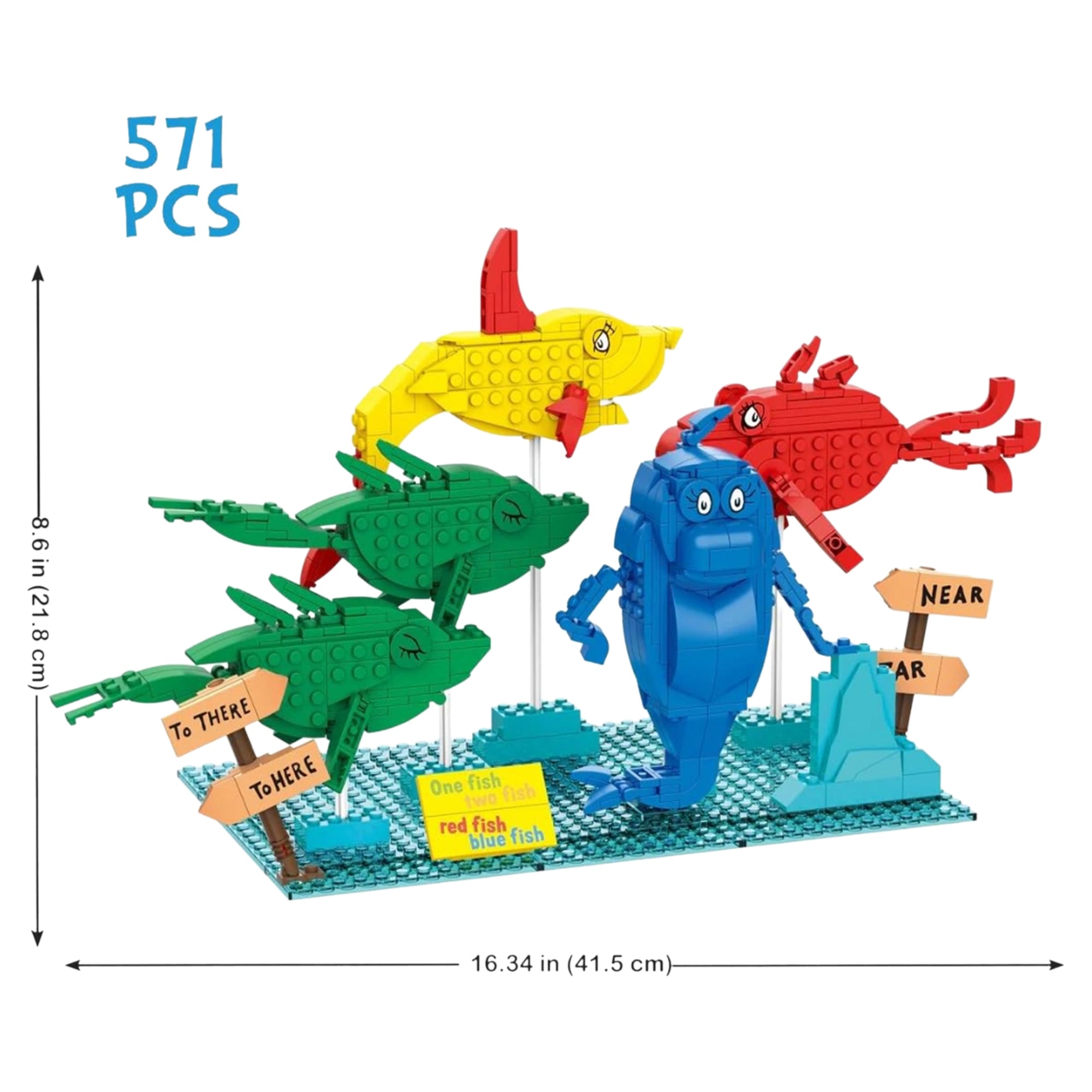 Brick Craft Dr. SuessOne Fish, Two Fish, Red Fish Blue Fish - 571 Pieces - Image 2