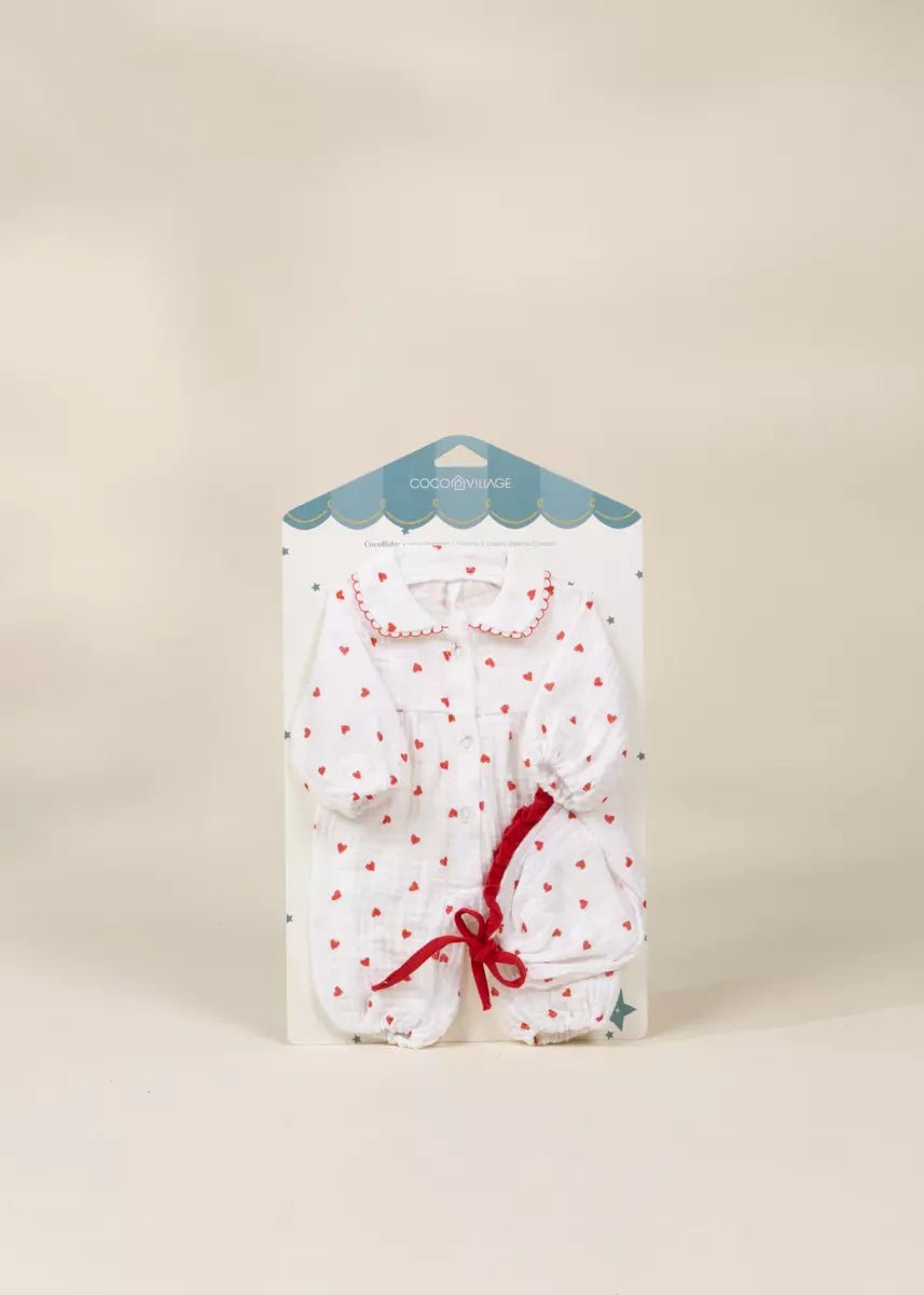 Coco Village Coco Baby 18" Baby Play Doll Clothing Set – Heart Pajamas - Image 4