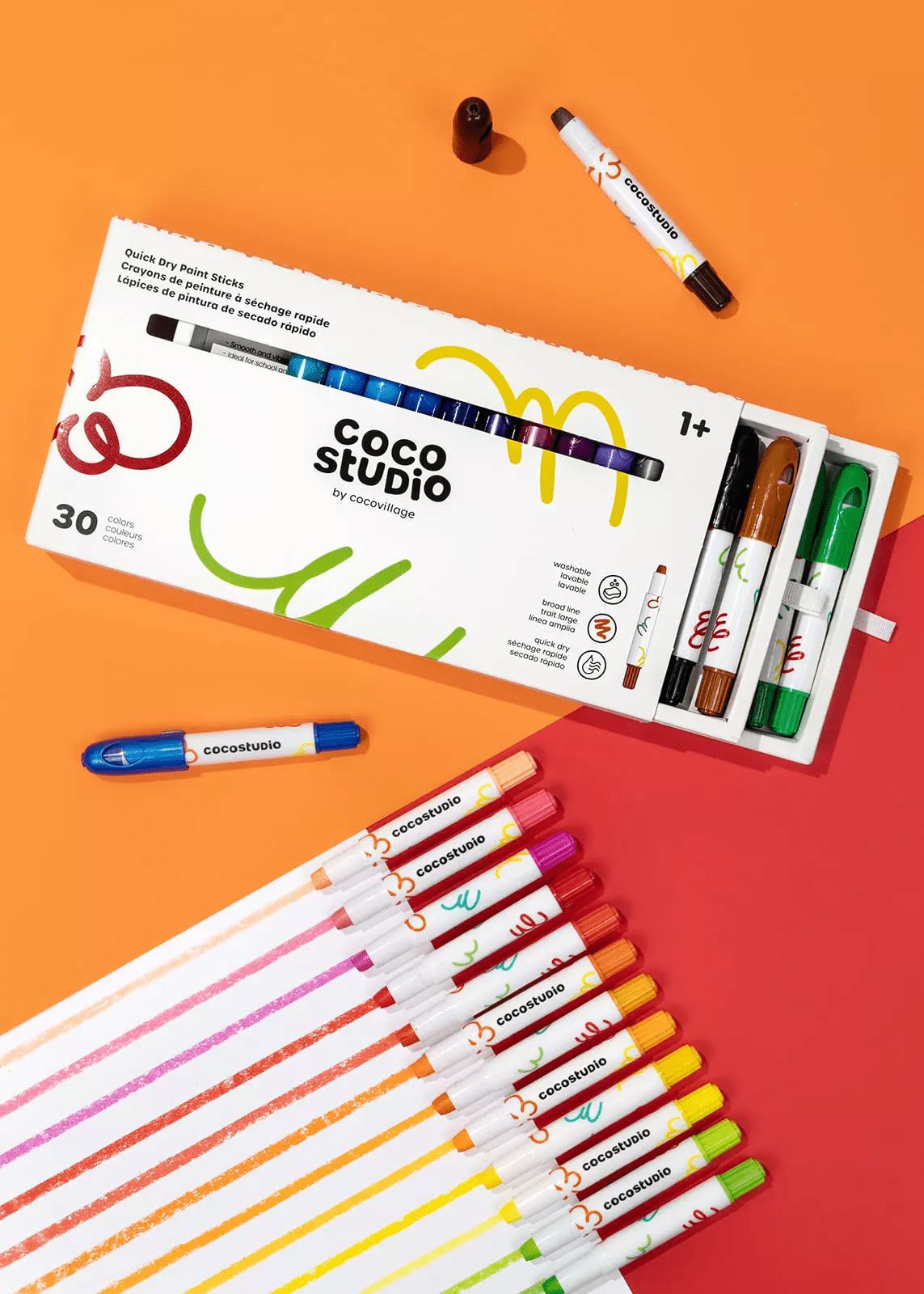 Coco Village Quick Dry Paint Sticks Set - 30 colors