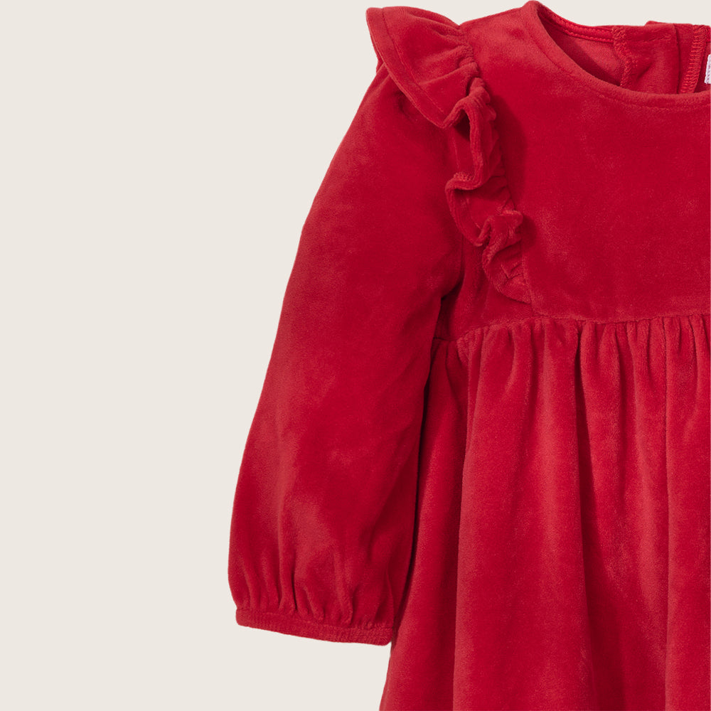 Rise Little Earthling Velvet Dress - Red / 0-3m - Image 2