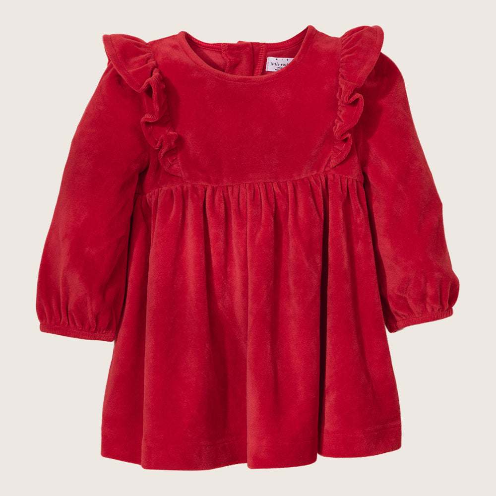 Rise Little Earthling Velvet Dress - Red / 0-3m