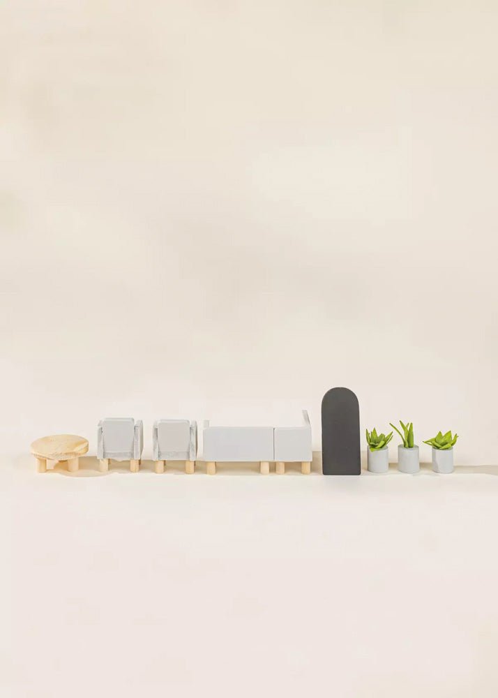 Coco Village Wooden Doll House Living Room Furniture (10pcs) - Image 4