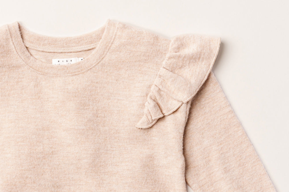 Rise Little Earthling Soft Ruffle Tee Oatmeal - Oatmeal / 3-4y - Image 2