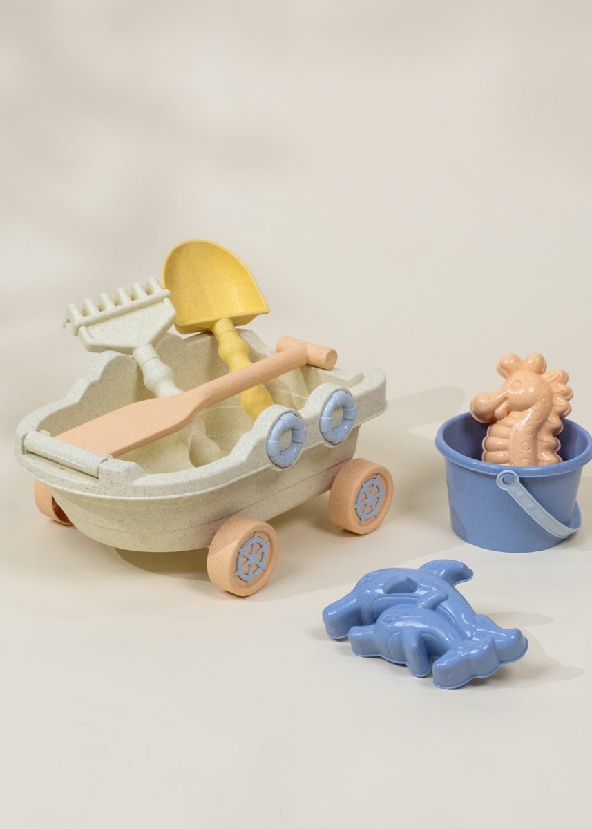 Coco Village Oversized 6-Piece Wheat Straw Sand Toy Set – Wagon & Accessories