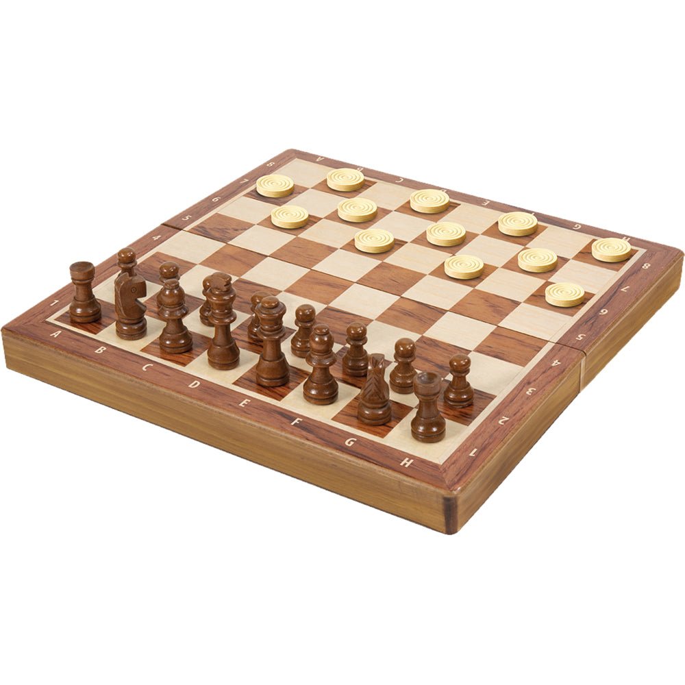 Deluxe Folding Wood Chess & Checkers Set - Image 2