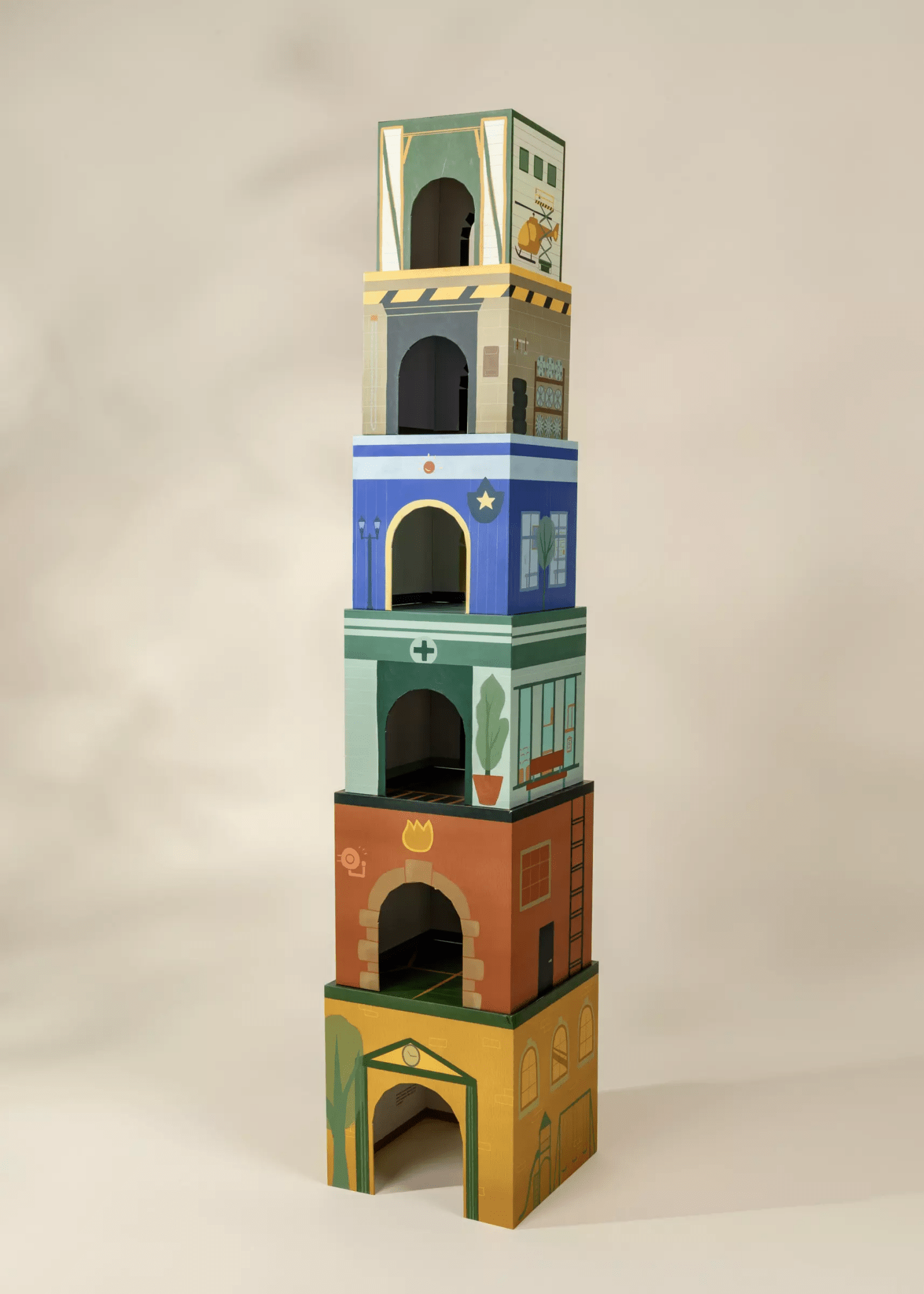 Coco Village Set of 6 Oversized Stacking Boxes - The Buildings