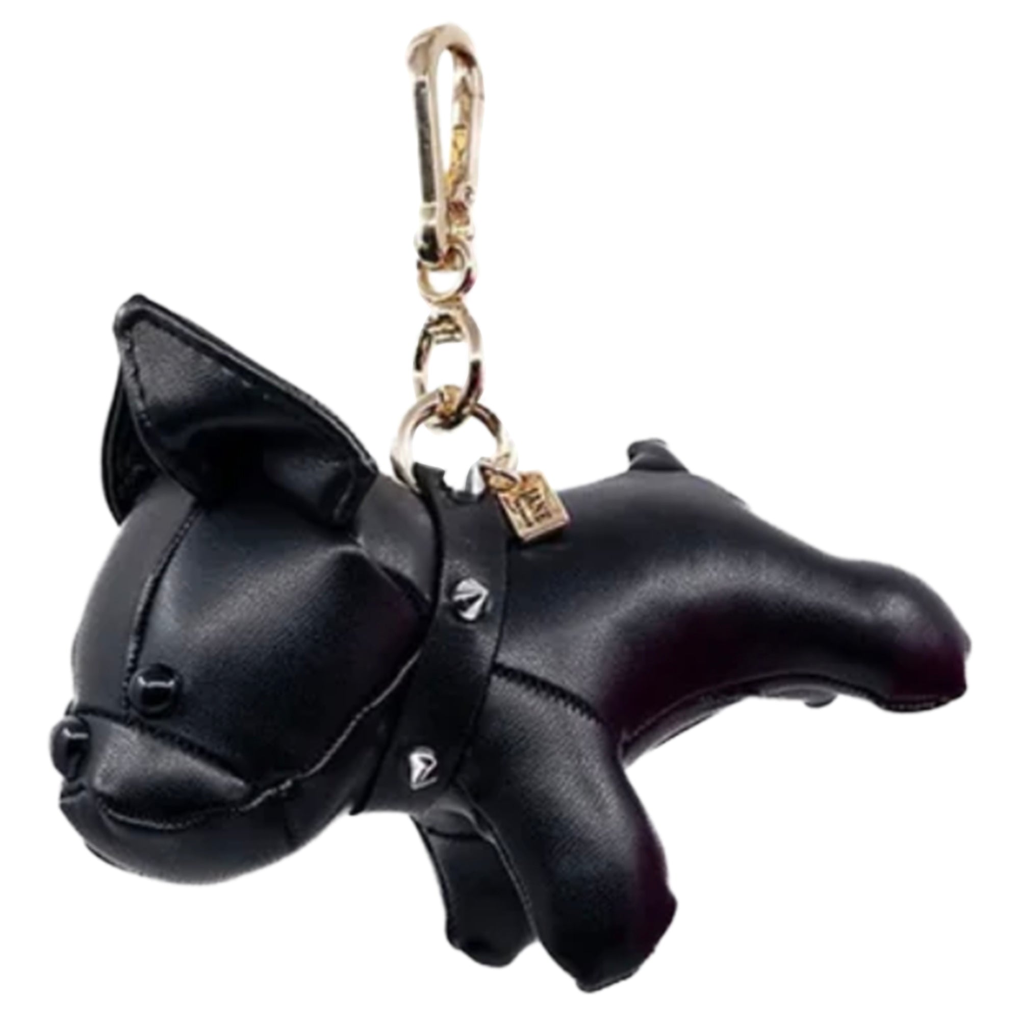 Jane The Brand Faux Leather Bulldog Bag Charm in Black - Image 2