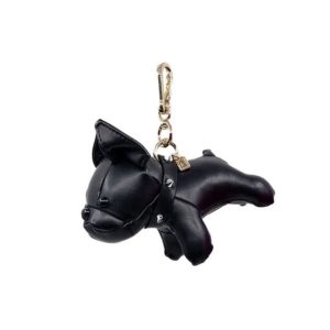 Jane The Brand Faux Leather Bulldog Bag Charm in Black