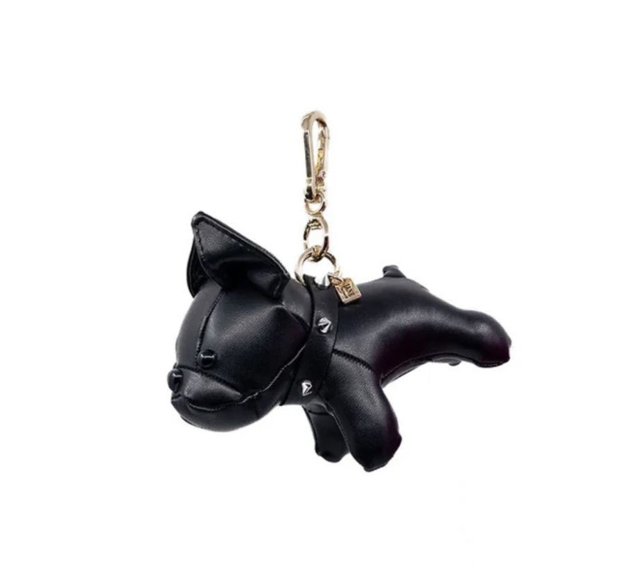 Jane The Brand Faux Leather Bulldog Bag Charm in Black