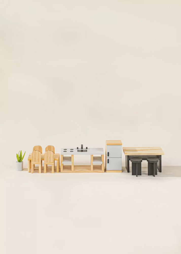 Coco Village Wooden Doll House Kitchen Furniture (12 pcs) - Image 14