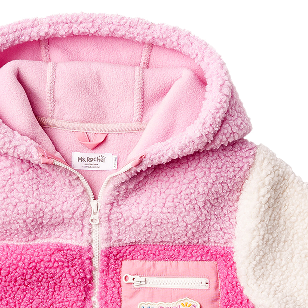 Ms. Rachel Fuzzy Colourblock Jacket - Blue Colourblock / 12-18m - Image 3