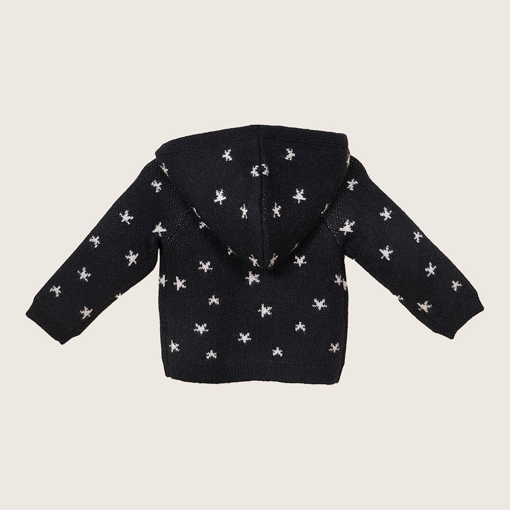 rise little earthling Hooded Jacquard Cardigan BBHSW03 - Anthracite Stars / 6-9m - Image 3