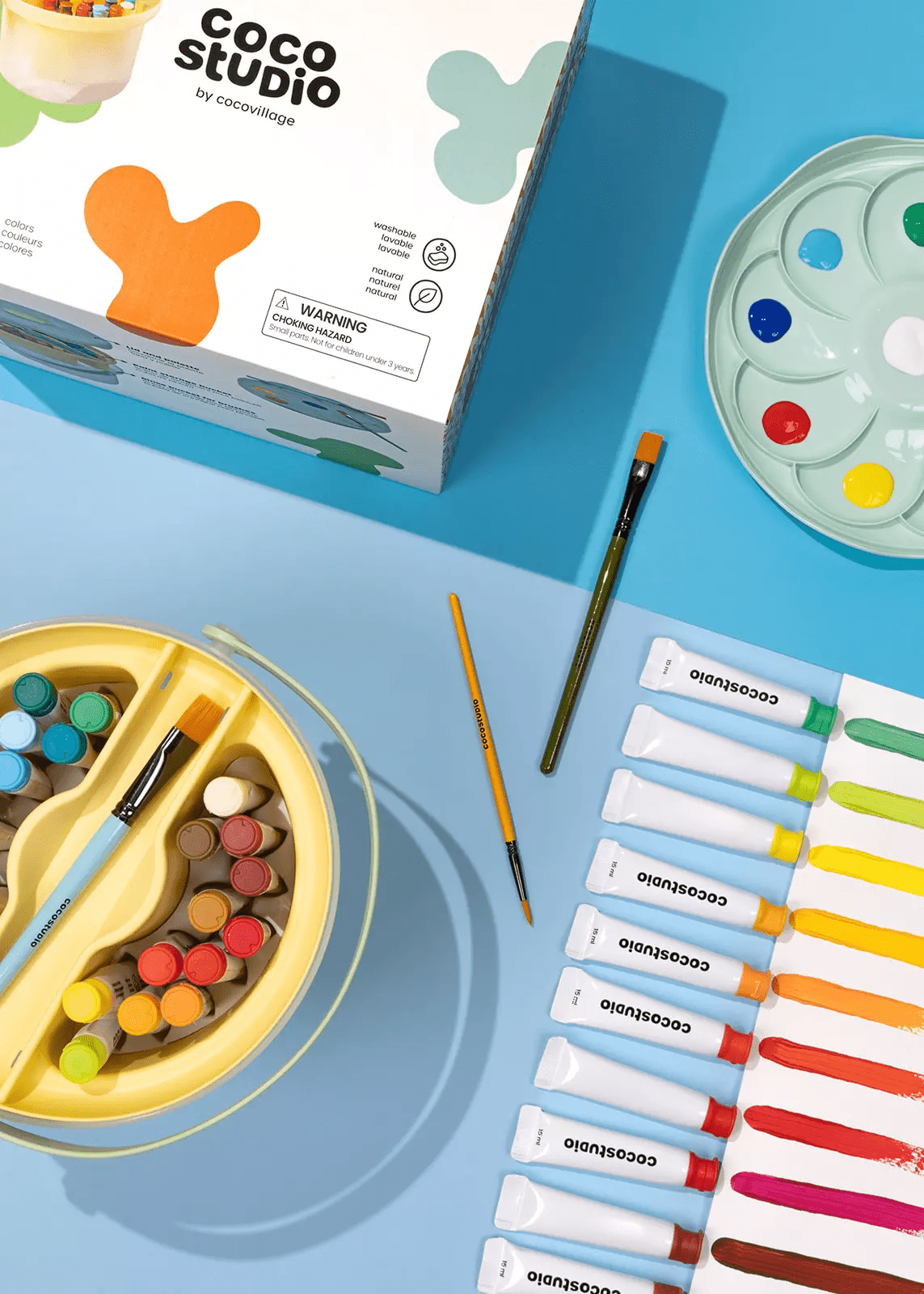 Coco Village Gouache Paint Bucket & Accessories Set - 24 colors - Image 2