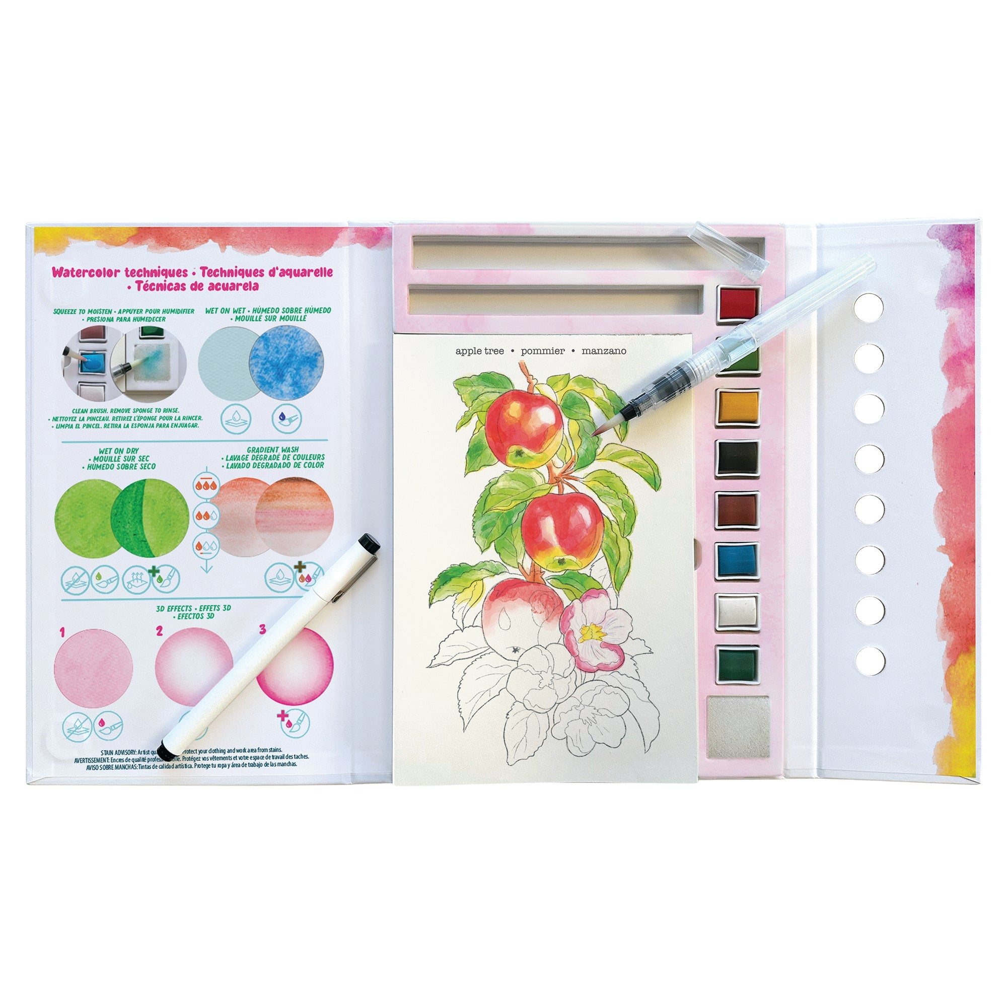 Bright Stripes Watercolor Field Journal Flora - Image 2