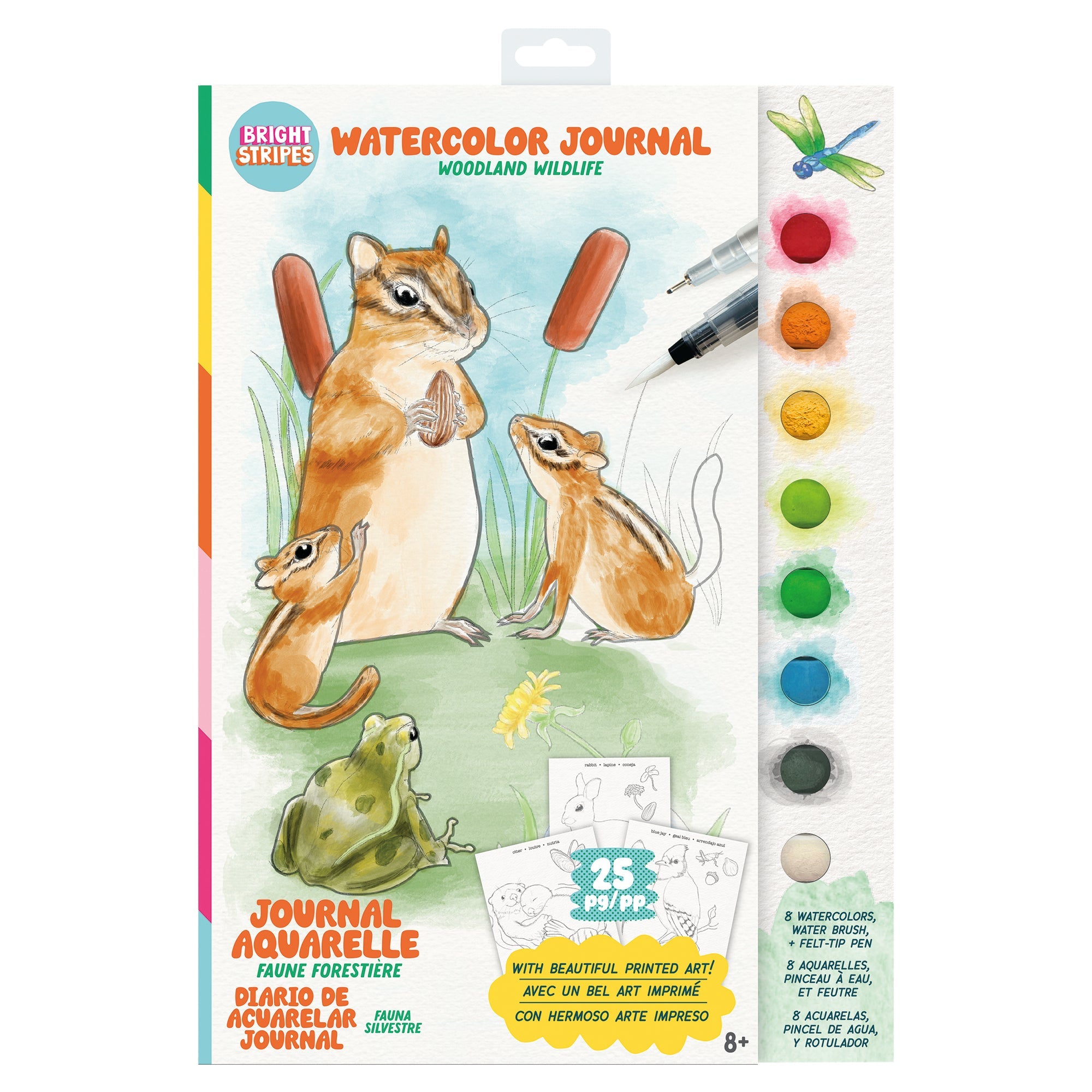 Bright Stripes Watercolor Field Journal Fauna