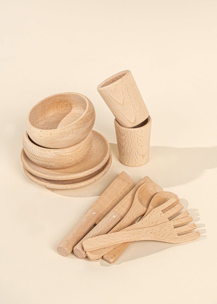 Coco Village Wooden Dinnerware Playset (12 Pcs)