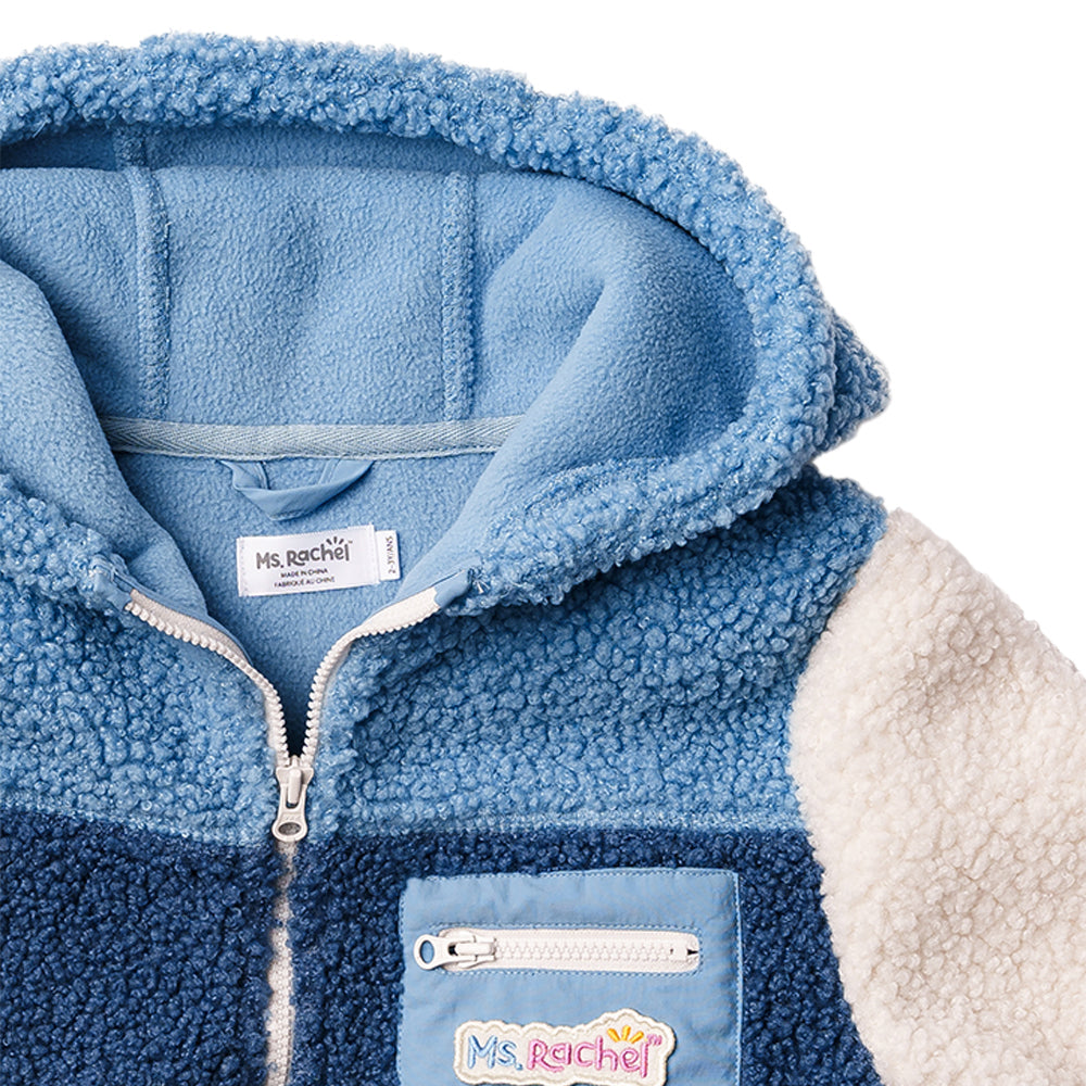 Ms. Rachel Fuzzy Colourblock Jacket - Blue Colourblock / 12-18m - Image 6