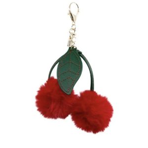 Jane The Brand Faux Fur Pom Cherry Bag Charm in Red