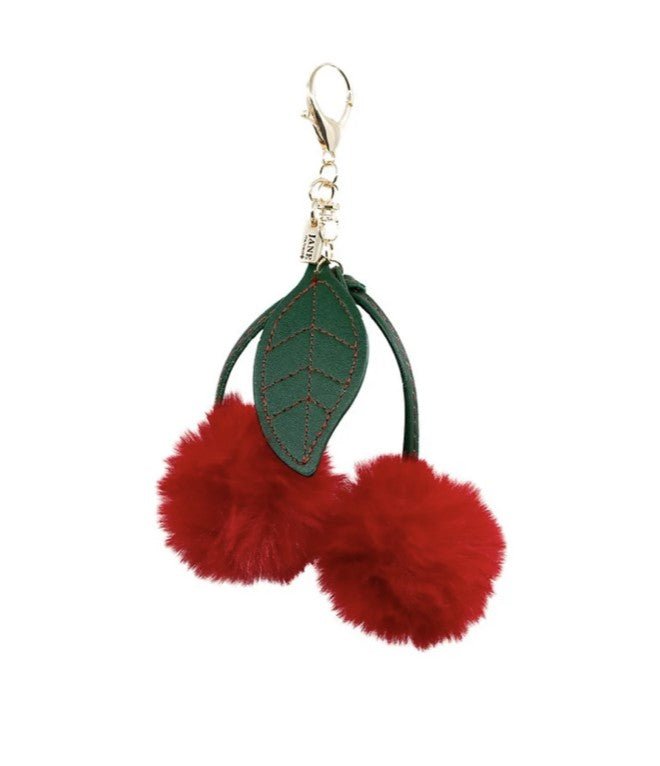 Jane The Brand Faux Fur Pom Cherry Bag Charm in Red