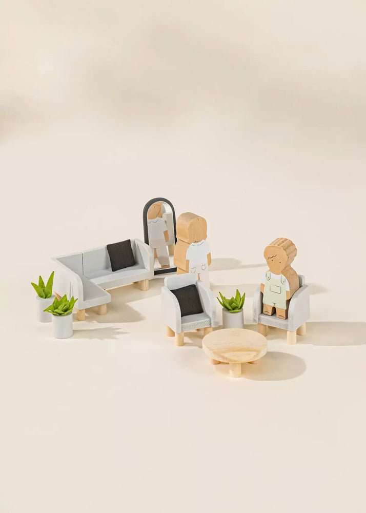 Coco Village Wooden Doll House Living Room Furniture (10pcs) - Image 2