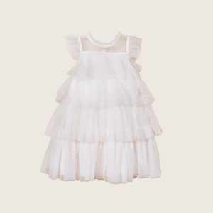 rise little earthling Tiered Dress TGHDR48 - White / 12-18m