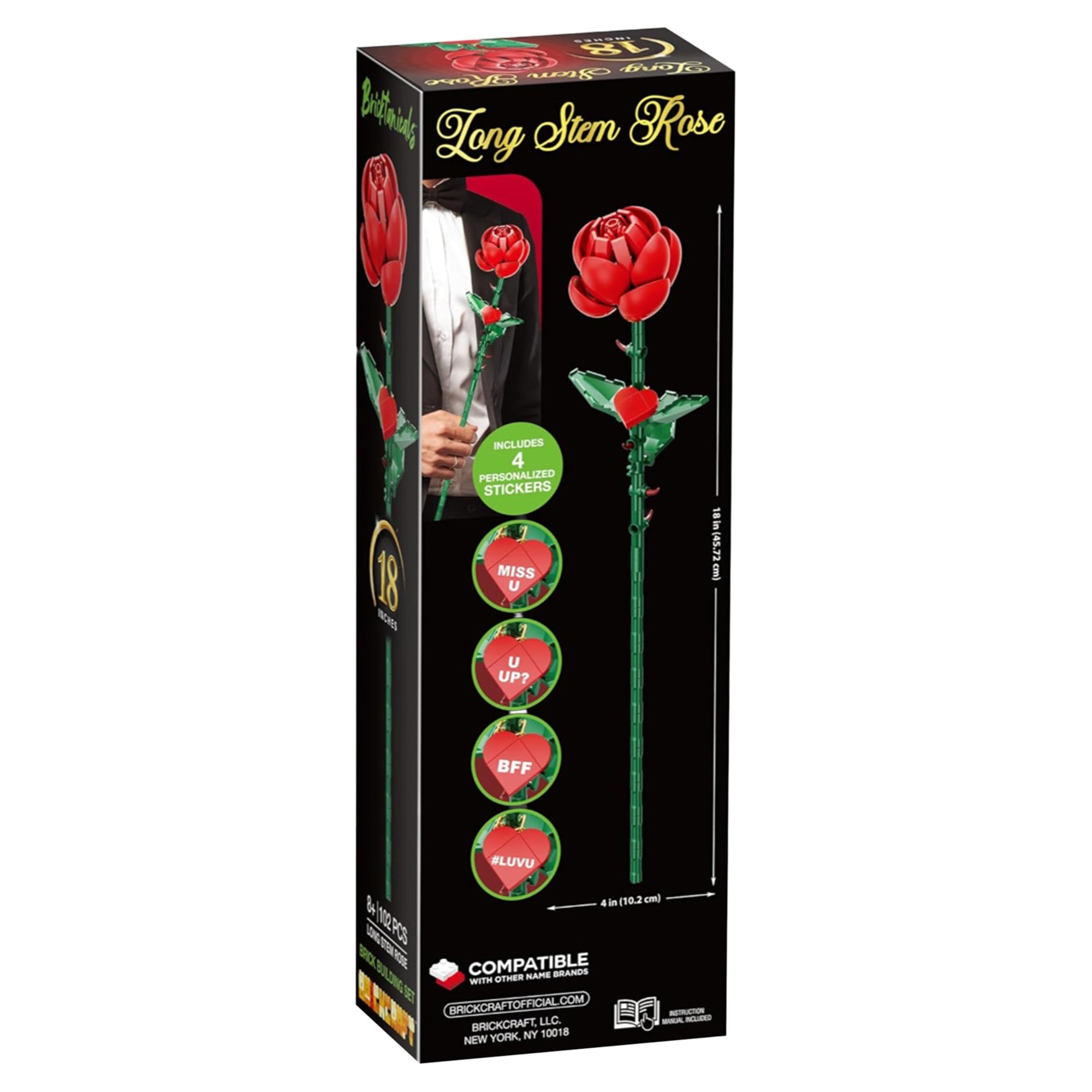 Brick Craft Bricktanicals For Brick Lovers Red Rose - 102 Pieces - Image 2