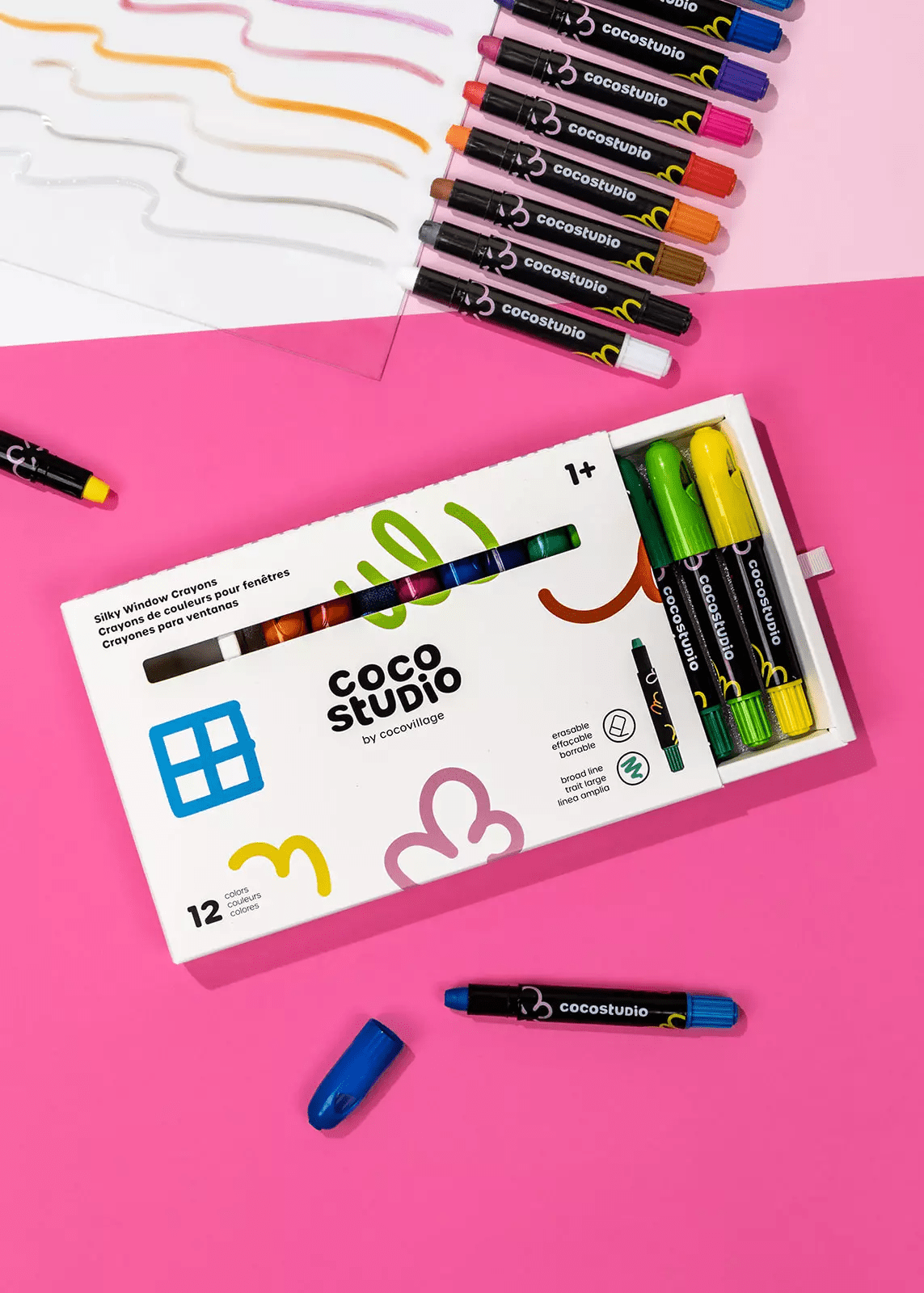 Coco Village Erasable Silky Window Crayons - 12 colors - Image 4
