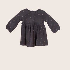 rise little earthling Empire Waist Dress - Obsidian / 0-3m