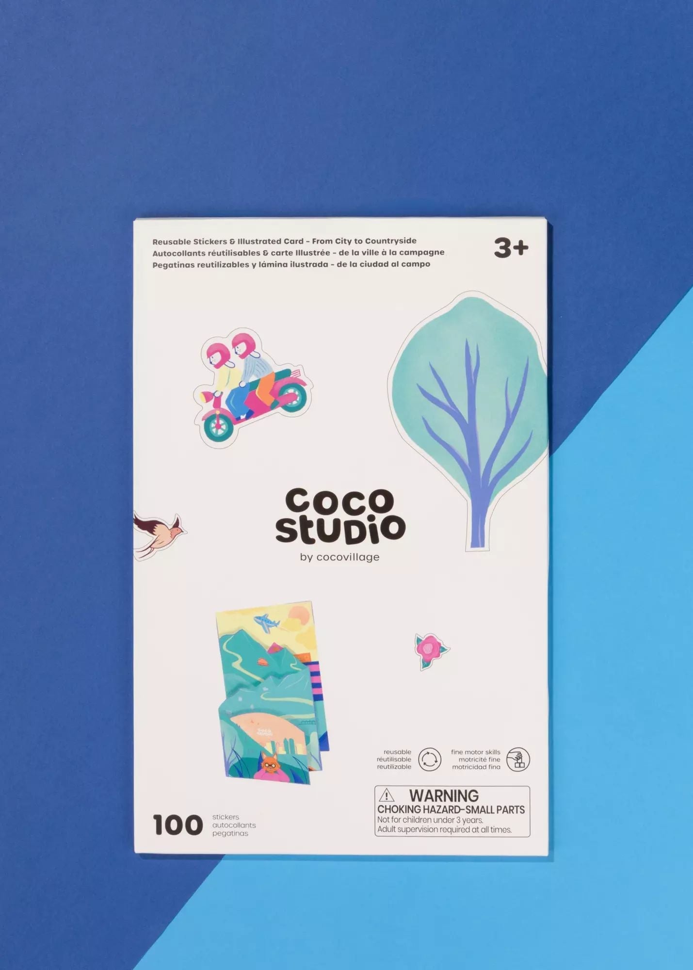Coco Village Set of 100 Reusable Stickers & Illustrated Sticking Pad – From City to Countryside