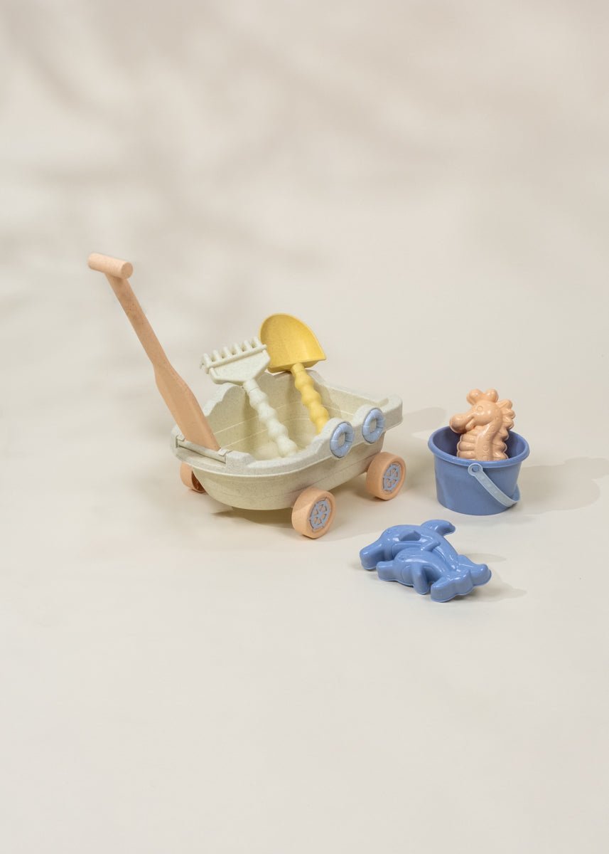 Coco Village Oversized 6-Piece Wheat Straw Sand Toy Set – Wagon & Accessories - Image 4