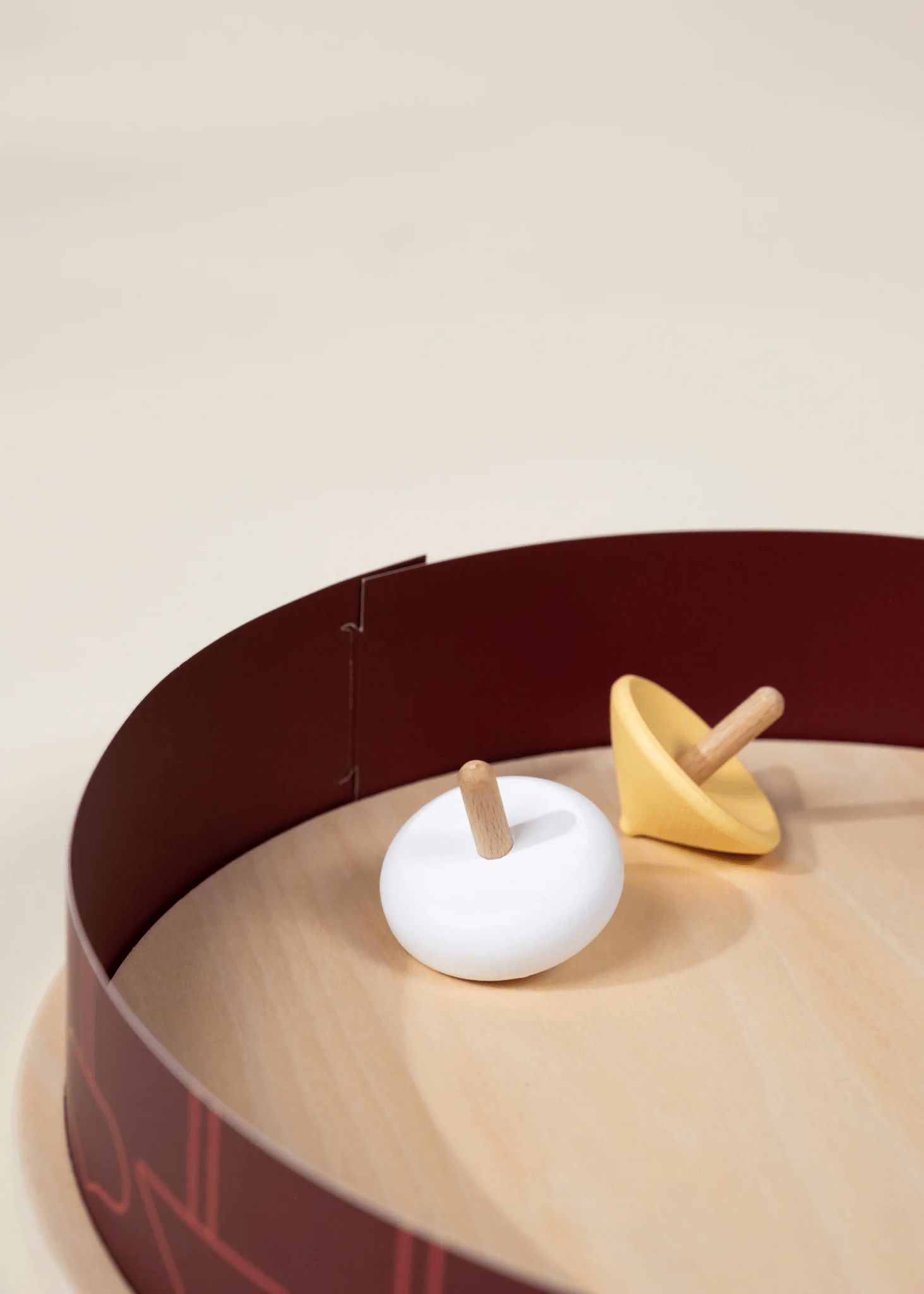 Coco Village Set of 4 Wooden Spinning Tops with Arena - Image 3