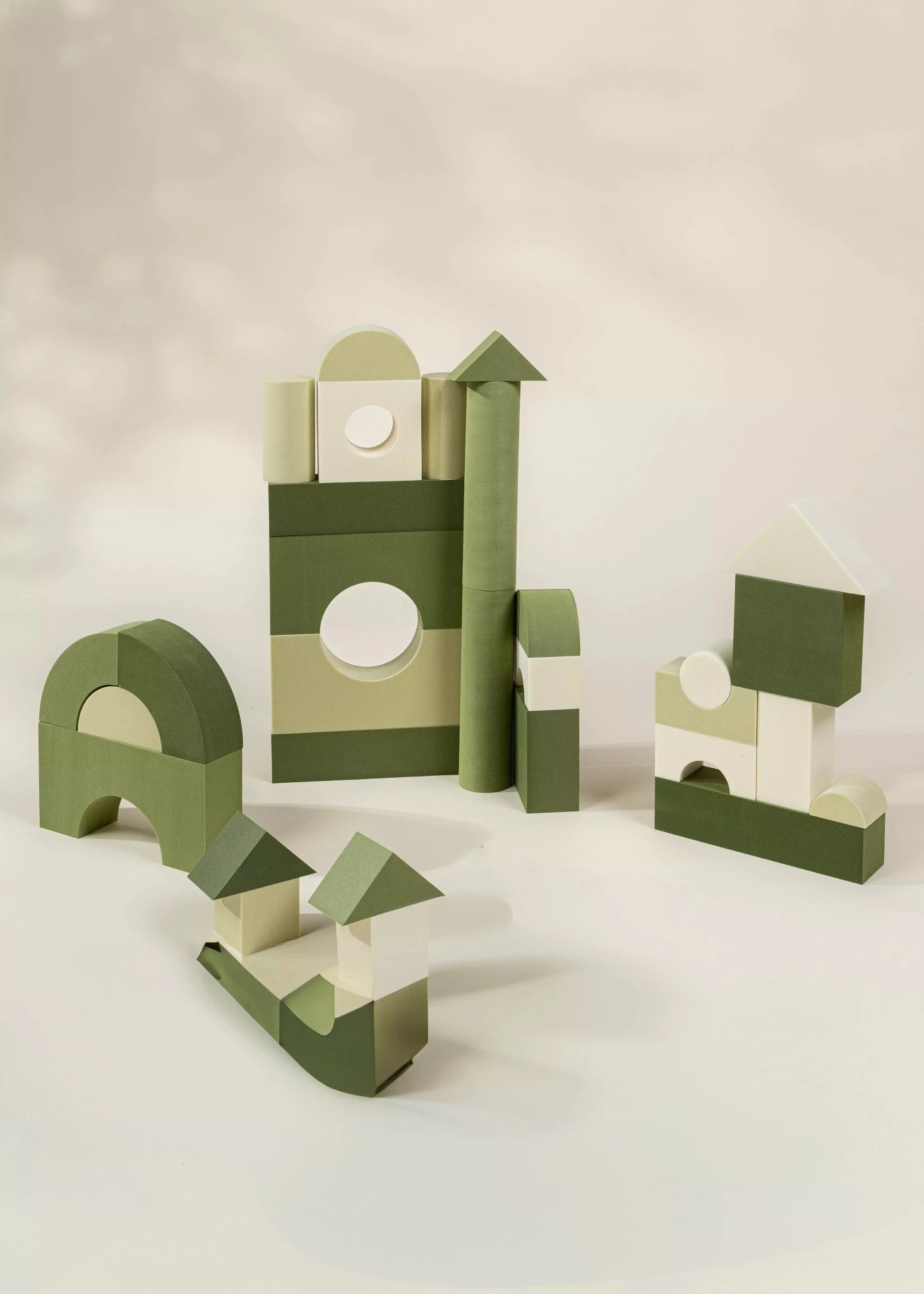 Coco Village EVA Foam Building Blocks Set - Medium (52pcs) Green Combo - Image 3