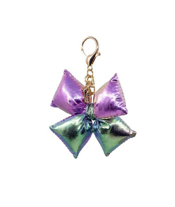 Jane The Brand Iridescent Puffy Bow Bag Charm in Purple