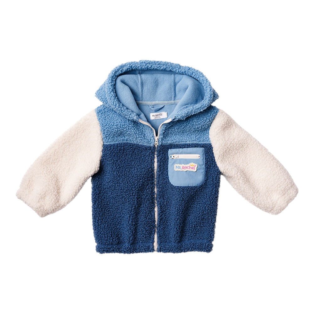 Ms. Rachel Fuzzy Colourblock Jacket - Blue Colourblock / 12-18m - Image 4