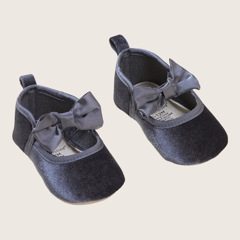 rise little earthling Velvet Dress Shoes BGHFW01 - Charcoal / 0-3m