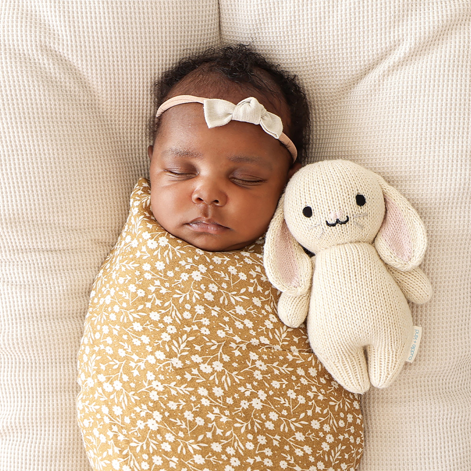 Cuddle + Kind Baby Bunny (Oatmeal) Hand-Knit Doll - Image 5