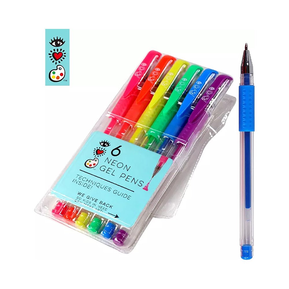 Bright Stripes iHeartArt 6 Neon Gel Pens - Image 2