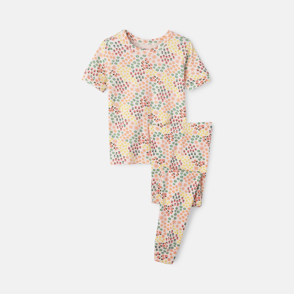 rise little earthling Short Sleeve Sleep Set - Grey Rainbow / 18-24M