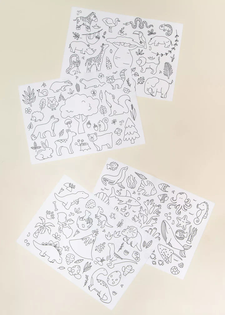 Coco Village Set of 4 Silicone WashableColoringPlacemats&Markrs