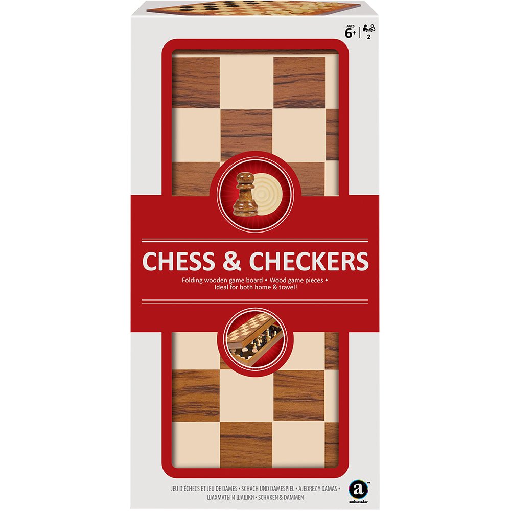 Deluxe Folding Wood Chess & Checkers Set
