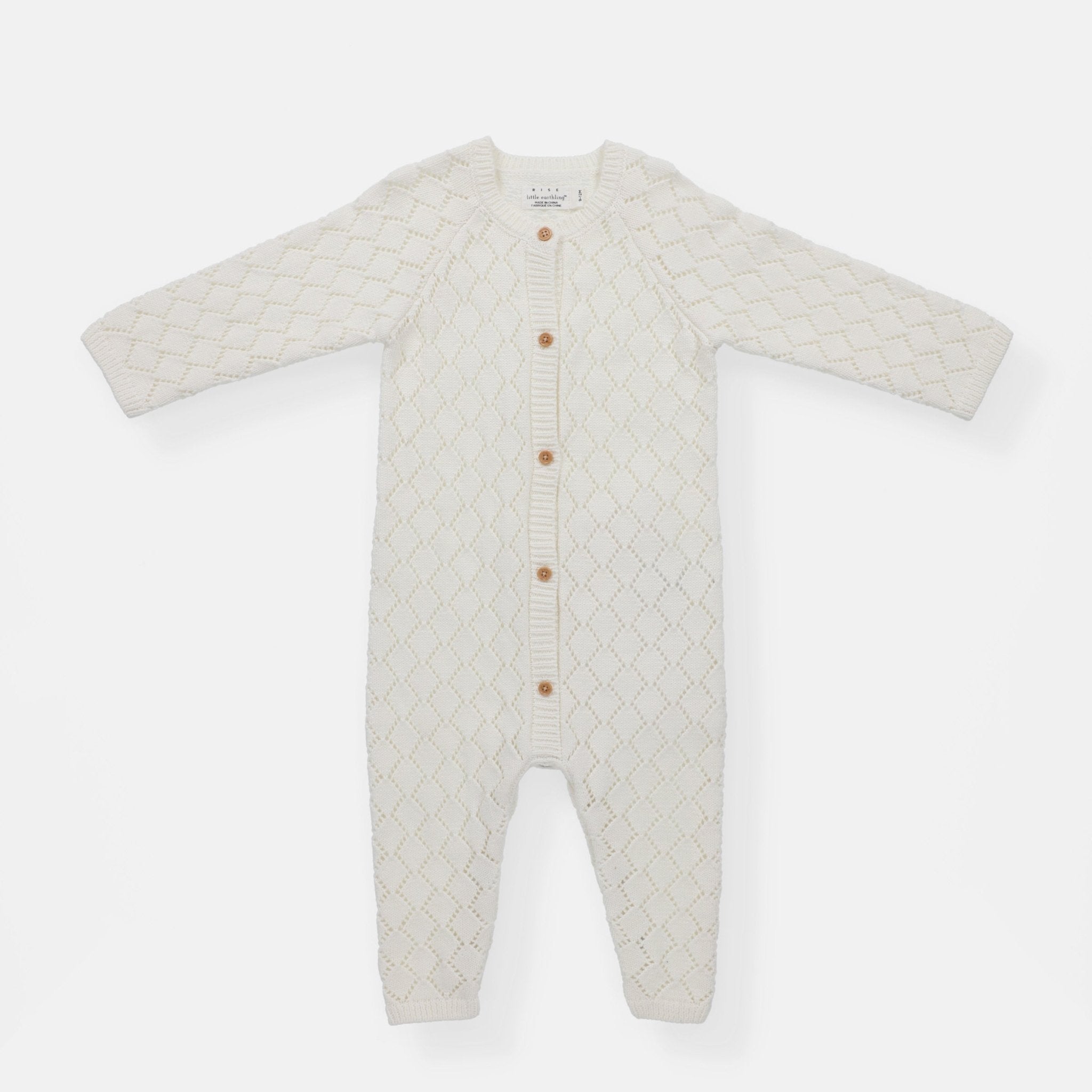 rise little earthling Pointelle Romper - Antique White / 18-24m