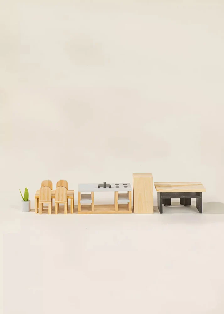 Coco Village Wooden Doll House Kitchen Furniture (12 pcs) - Image 15