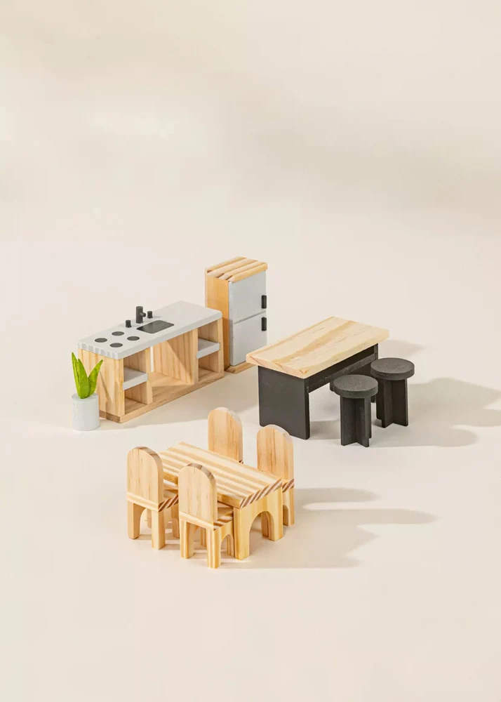 Coco Village Wooden Doll House Kitchen Furniture (12 pcs) - Image 12